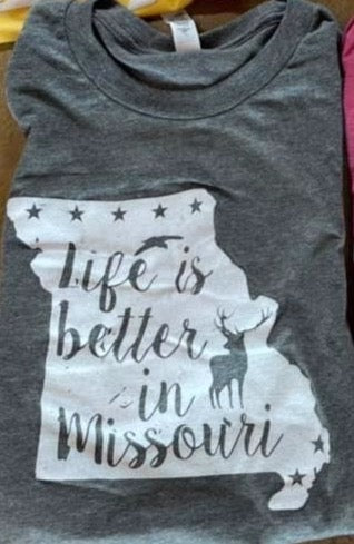 Life is better in Missouri Tee (grey) PA106