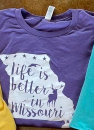 Life is better in Missouri Tee (purple) PA105